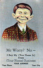 Pre-MAD Alfred Postcard With Advertising Message