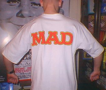 MAD Australian Printed Cotton T-Shirt, Shaved Head, Back View