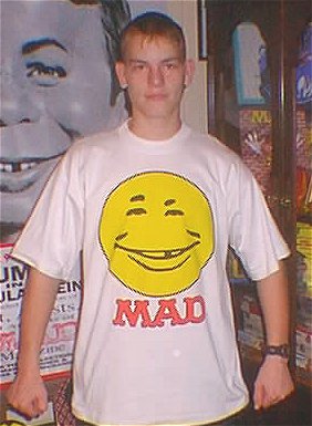 MAD Australian Printed Cotton T-Shirt, Alfred Smiley, Front View