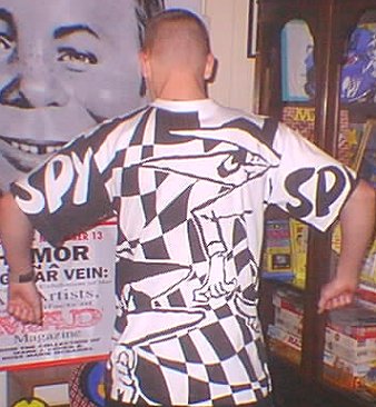 Australian Spy vs Spy Fluoro Shirt, Black & White, Rear View