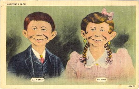 Pre-MAD Alfred Postcard, Alfred & Girl Friend, Me Worry... Me Too 