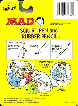 MAD Squirt Toy, Pen & Pencil Set, Rear View