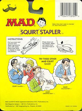 MAD Squirt Toy, Stapler, Rear View