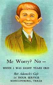 Pre-Mad Post Card, Me Worry? NO From Bob Adamcik Cafe