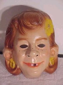 Hard plastic female Alfred E. Neuman mask made by Topstone