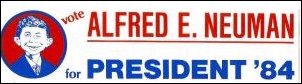Alfred E. Neuman For President Bumper Sticker #2