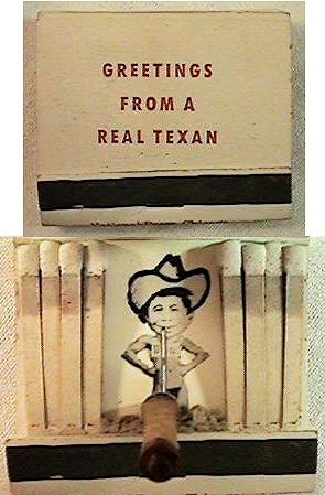 Naughty Matchbook Cover, Texas Style, Outside View