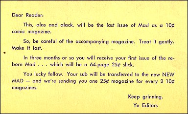 MAD End Of Comic Announcement Card