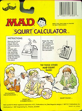 MAD Squirt Toy, Calculator, Rear View