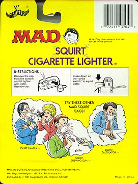 MAD Squirt Toy, Lighter, Rear View