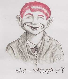 Pre-MAD Alfred Me Worry Postcard, Red Hair